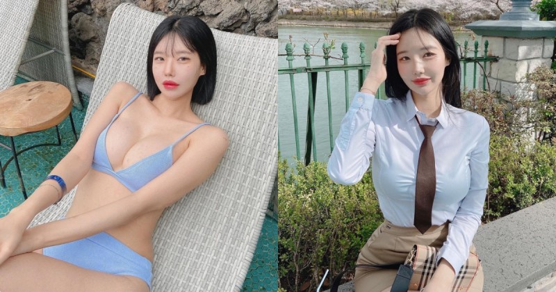 【蜗牛电竞】制服正妹私下其實是「火辣風格」，「誘惑的比基尼線條」太迷人！