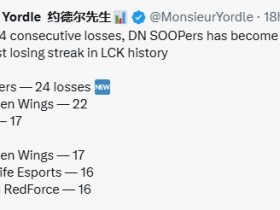 【蜗牛电竞】外媒:DNS小局24连败成为LCK历史上连败记录最长的队伍!