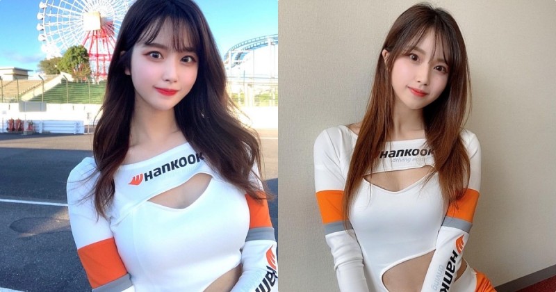 摩天輪前的「超甜美乳正妹」，「胸前小挖空」好養眼呀！