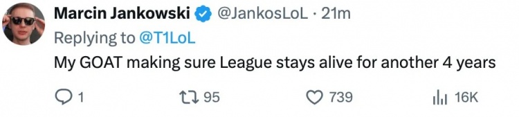 Jankos看Faker续约：我的GOAT让英雄联盟又多活了四年