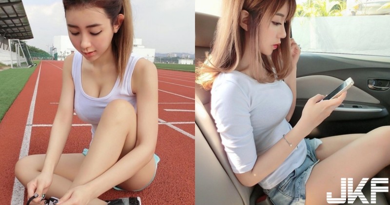 【蜗牛电竞】最愛「緊身白T」!白皙奶妹「低胸爆乳」綁鞋帶，胸前的部分好緊繃要掉出來啦～