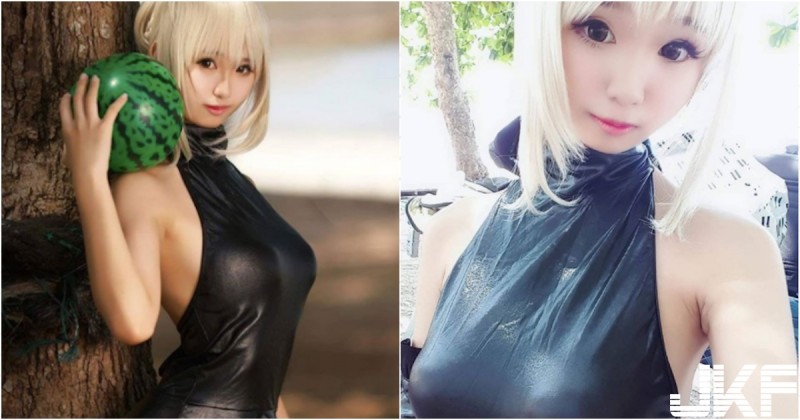 【蜗牛电竞】短髮萌妹海邊捧「西瓜排球奶」！前凸後翹的「飽滿雙球」感覺手感好厲害啊！