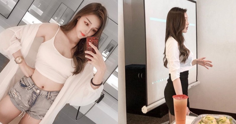 【蜗牛电竞】襯衫鈕扣很給力！「正妹講師」側面曲線超標誌，連朋友都怕她「襯衫爆掉」！