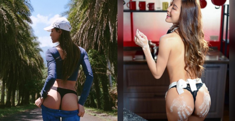 【蜗牛电竞】美臀女王「Lara 囍」室外大膽褪褲露出只穿小丁的渾圓美臀