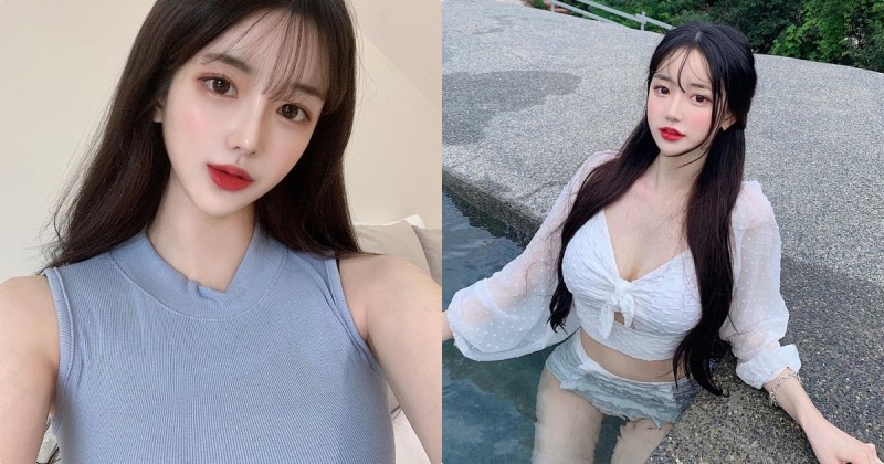 【蜗牛电竞】氣質正妹下水後「火辣曲線」現形，「白嫩美肌」腰細、胸好大！