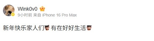 【蜗牛电竞】Wink发布祝福：新年快乐家人们 有在好好生活