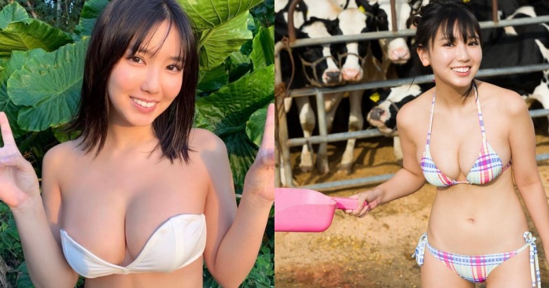 【蜗牛电竞】「童顏巨乳學生妹」跑鄉下玩耍穿比基尼餵牛，18歲「完熟歐派」自然又飽滿！