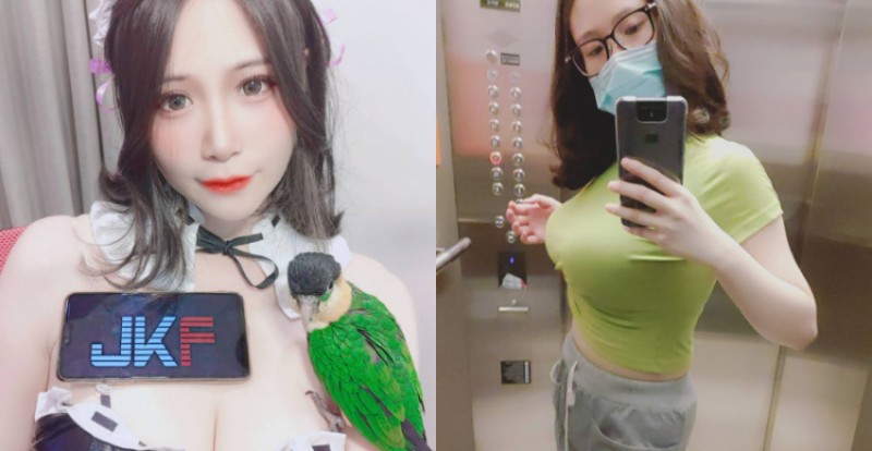 【蜗牛电竞】玩鳥高手「乃米」緊身衣展現過人乳量　一對白嫩巨乳當作鸚鵡站台