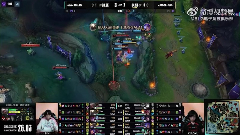 【蜗牛电竞】绝对爱将！Daeny看BLG团灭JDG高喊：Bin！！！陈泽彬！！！