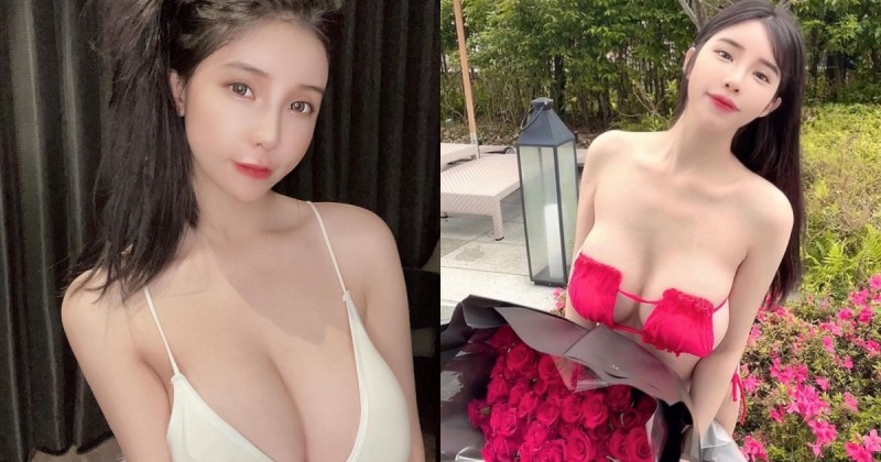【蜗牛电竞】這比基尼太炸了！「性感巨乳妹」布包不住奶，大面積「雪白肌膚」露出畫面好狂！