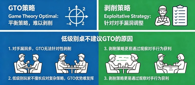 【蜗牛电竞】德州扑克：GTO vs 剥削策略。在低级别桌为什么不建议用GTO？