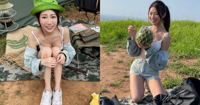 【蜗牛电竞】台中鐵砧山露營驚見「吊帶爆乳妹」，燦爛笑容和窈窕身材讓人心動！