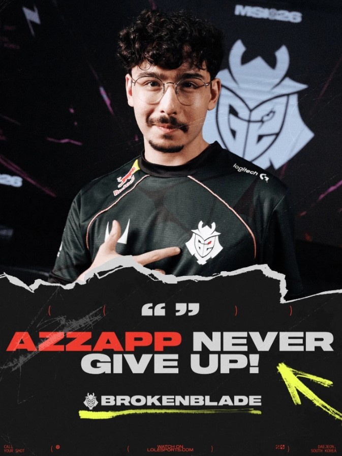 【蜗牛电竞】LOL官推分享G2上单采访言论:Azzapp精神,永不言弃