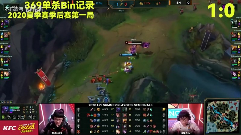 【蜗牛电竞】B站UP统计 bin哥和369互相单杀纪录：369 4:8 bin