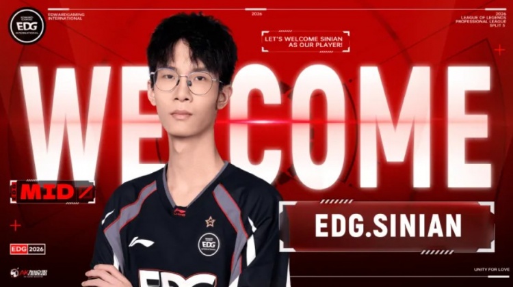 【蜗牛电竞】EDG发布人员变动公告：青训中路sinian上调至一队