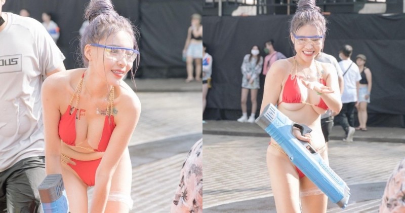 【蜗牛电竞】電眼正妹「Abby」挺巨乳打水戰！超清涼噴水畫面讓粉絲大飽眼福！