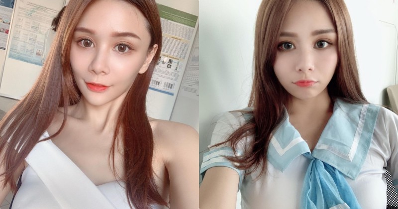【蜗牛电竞】正妹「奶茶」淺色制服裝好吸睛，粉絲都好想當她的同學！